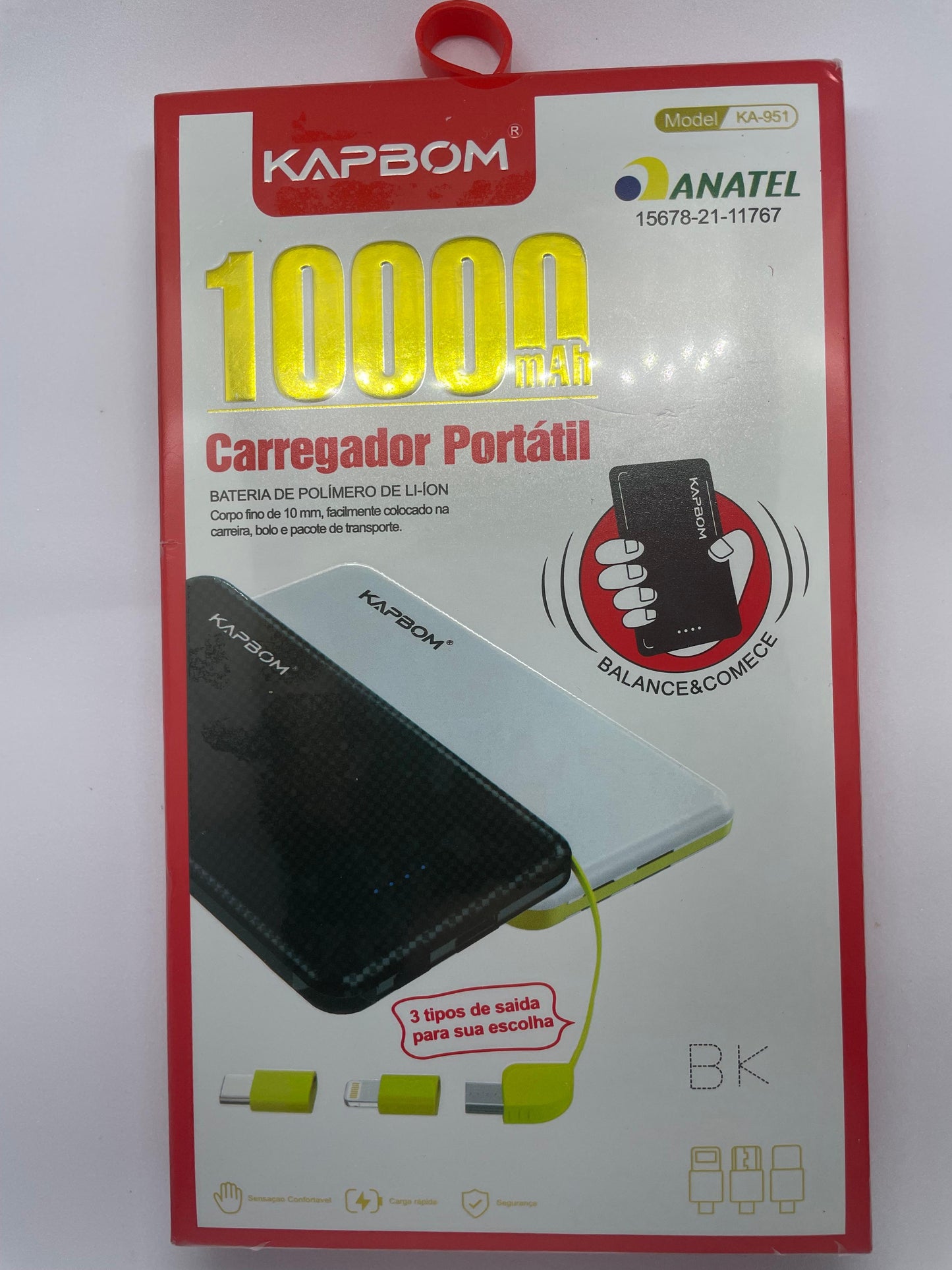 Carregador Portátil Kapbom KA-951 - 10.000mAh
