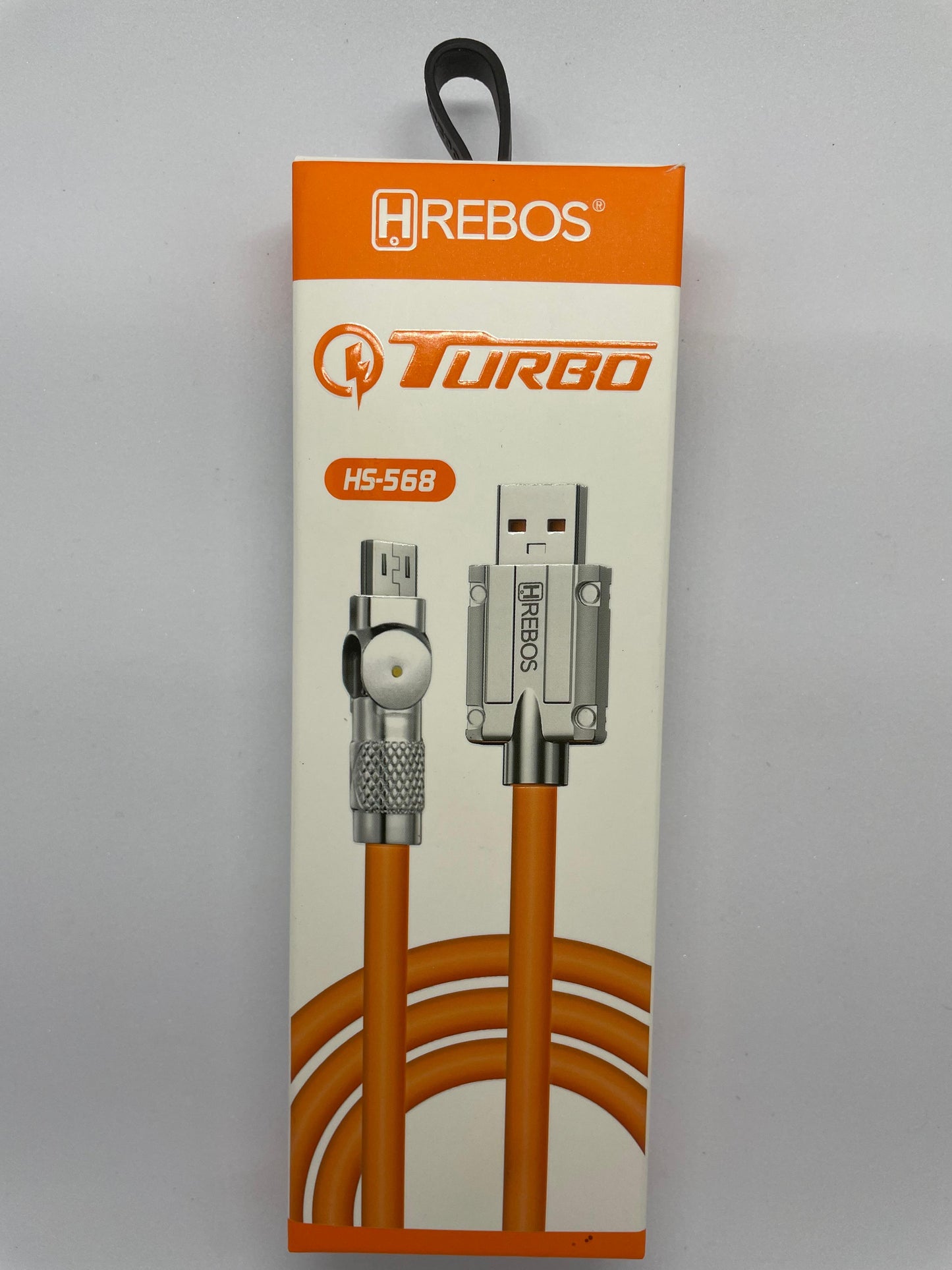 Cabo de Carregamento Turbo HS-568 HREBOS com Ponta Móvel de 180°
