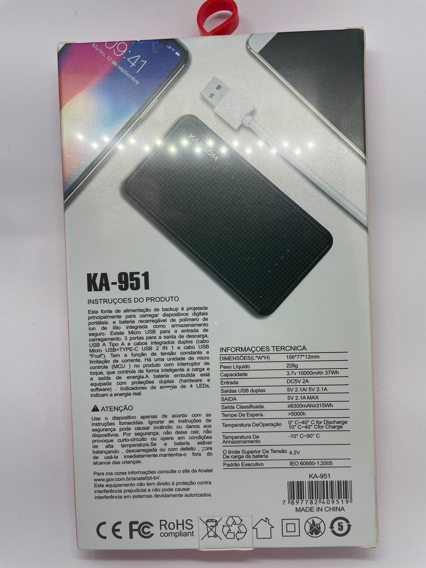 Carregador Portátil Kapbom KA-951 - 10.000mAh